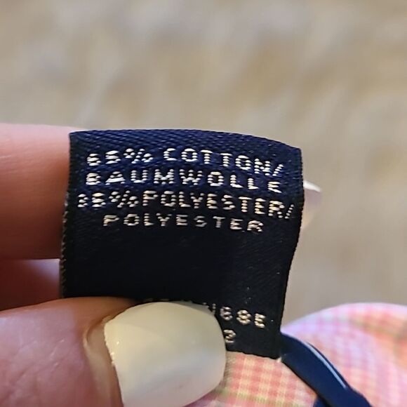 Lands end womens citton pibk and gray long sleeve button down shirt size 14 - Picture 5 of 6